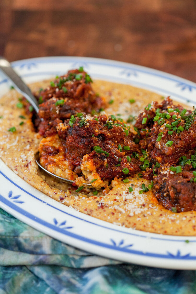 Braised short ribs with polenta made with Sonoma Gourmet