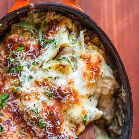 Deconstructed kale pesto lasagna made with Sonoma Gourmet