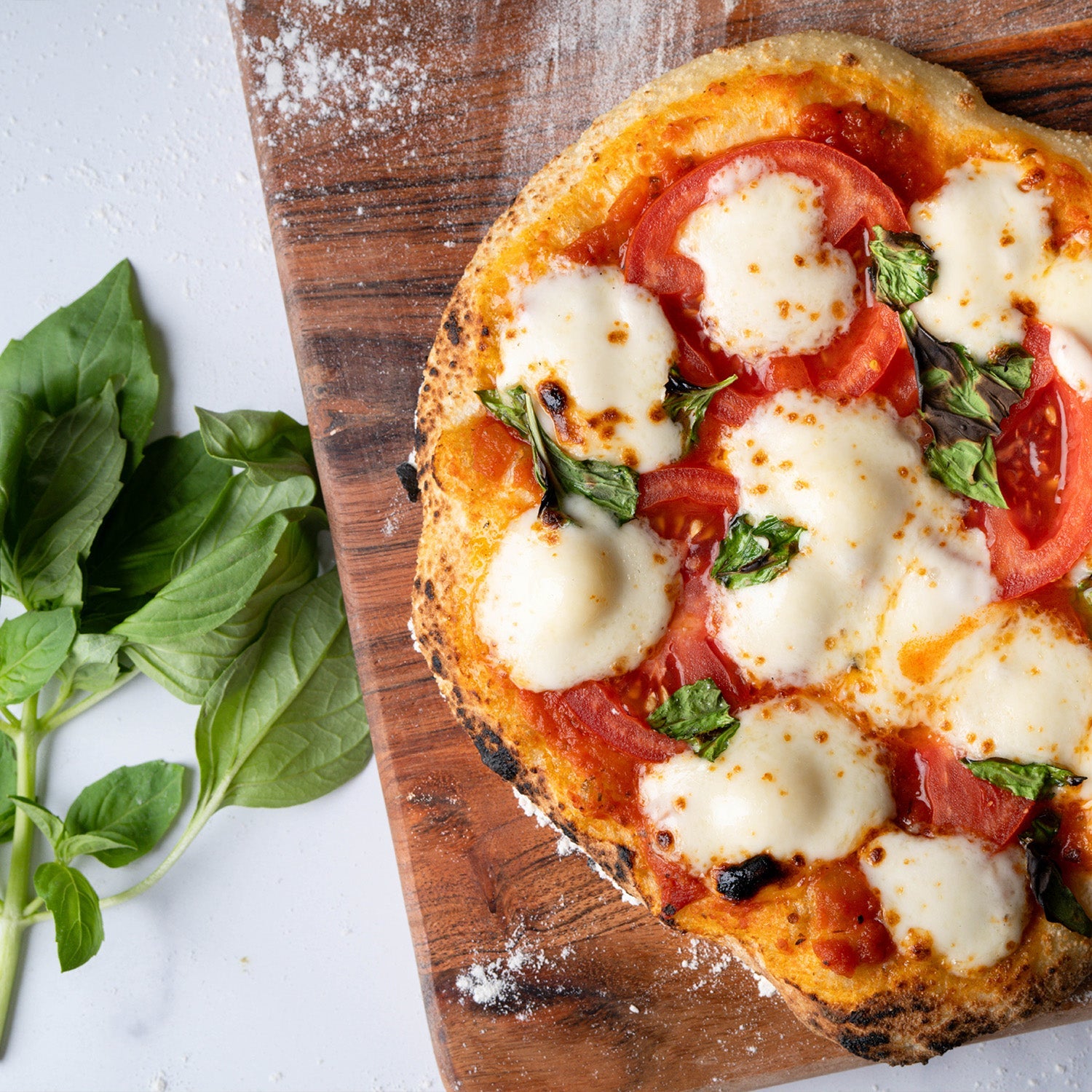 Personal marg pizza made with Sonoma Gourmet