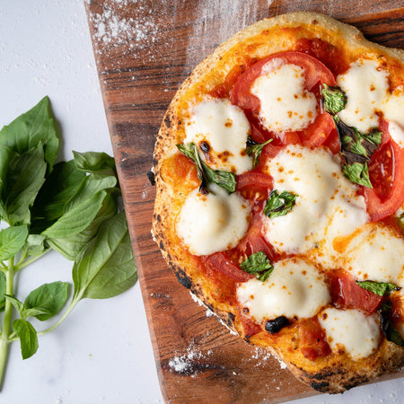 Personal marg pizza made with Sonoma Gourmet