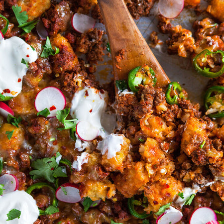 Sheet-pan totchos made with Sonoma Gourmet