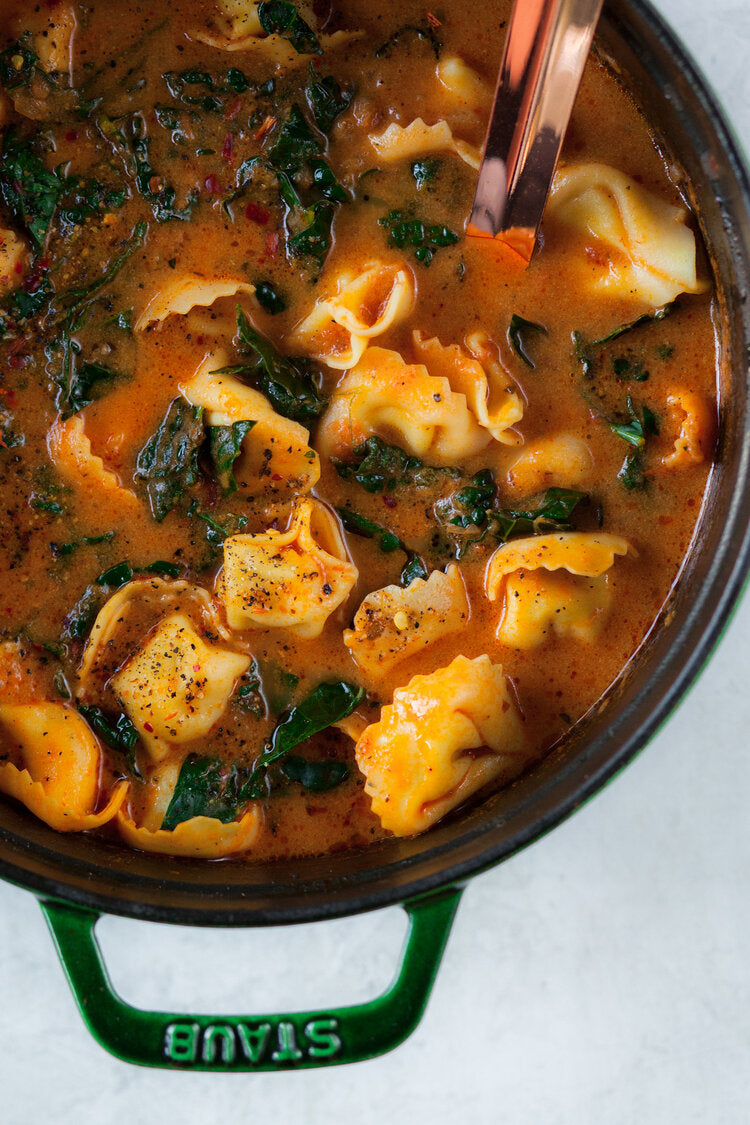 Butternut, tomato & tortellini soup made with Sonoma Gourmet