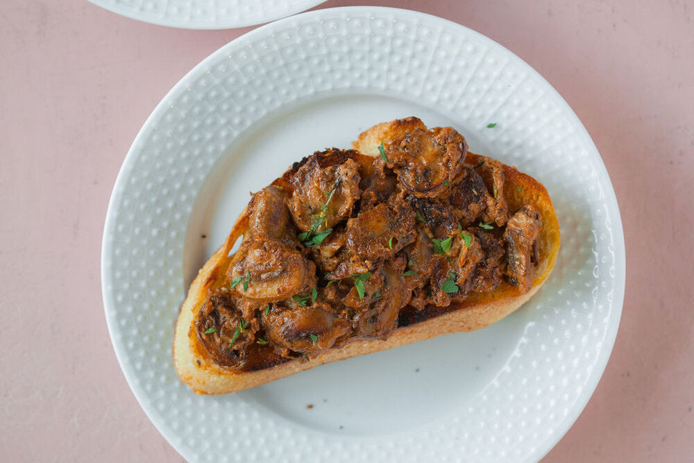 Saucy mushroom toast made with Sonoma Gourmet