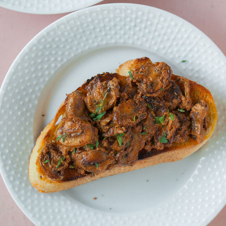 Saucy mushroom toast made with Sonoma Gourmet