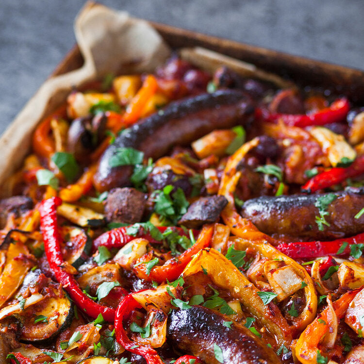 Sheet-pan sausage & veggies made with Sonoma Gourmet