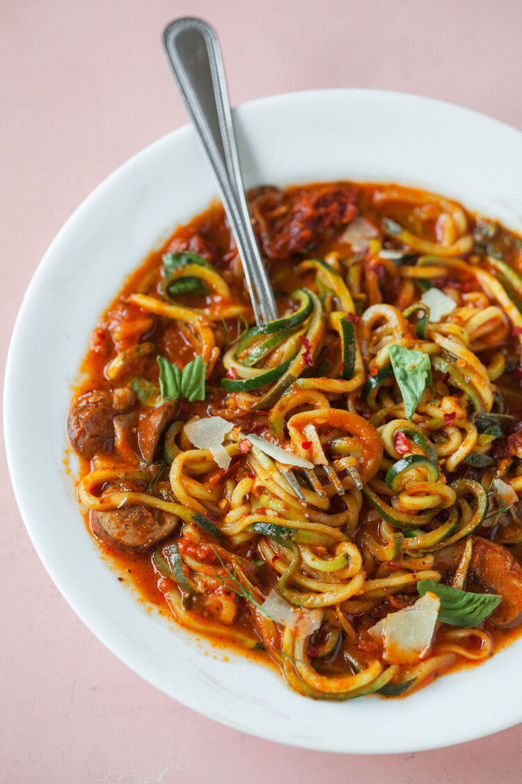 Vodka cream zoodles made with Sonoma Gourmet