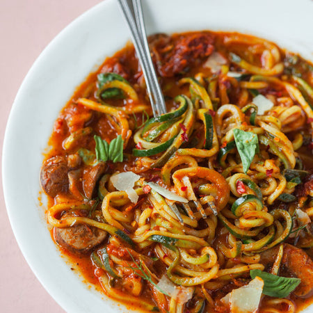 Vodka cream zoodles made with Sonoma Gourmet