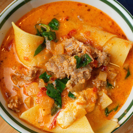 Viral lasagna soup made with Sonoma Gourmet