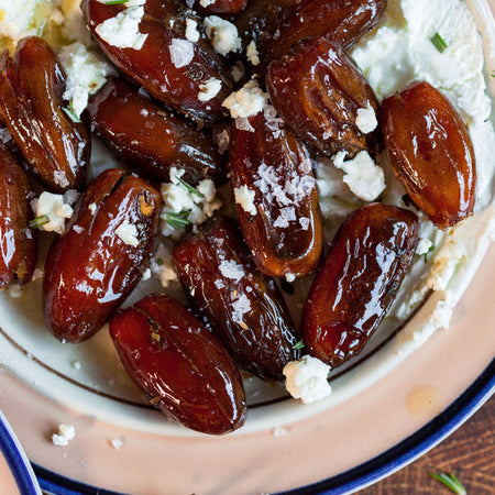 Sautéed dates with goat cheese & olive oil made with Sonoma Gourmet