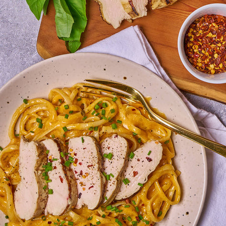 Creamy buffalo ranch linguine made with Sonoma Gourmet