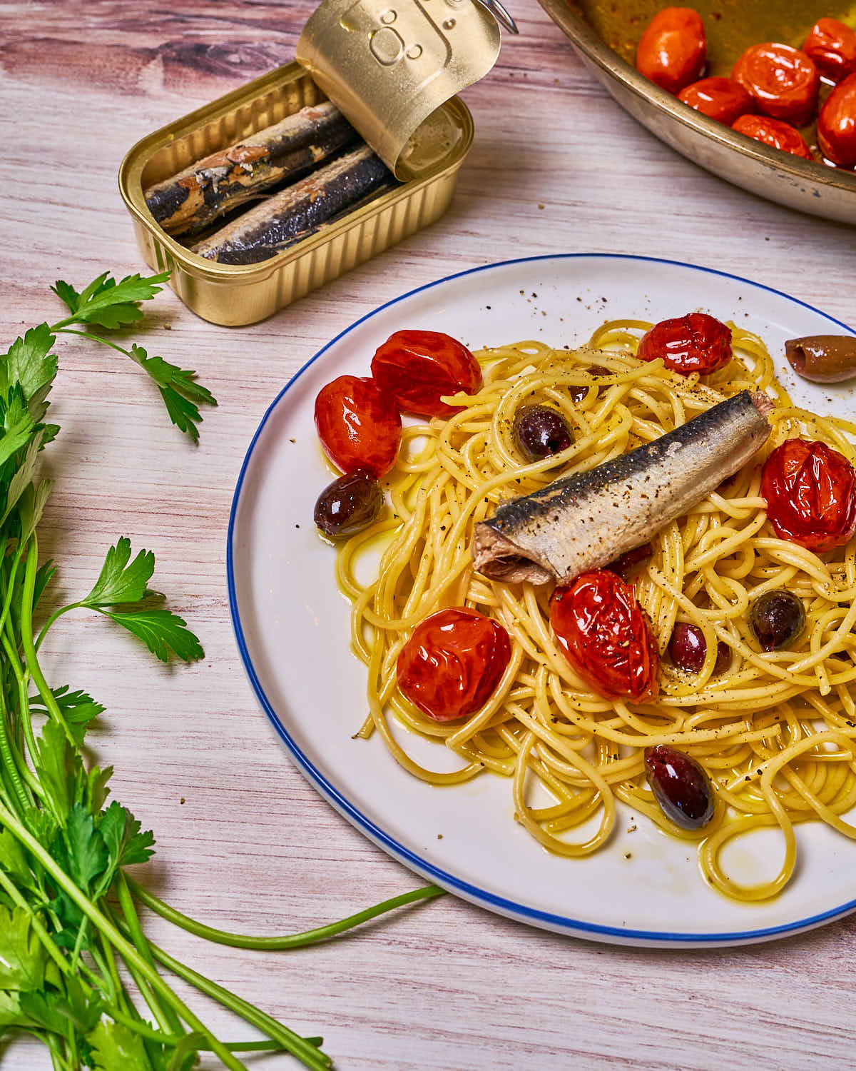 Mediterranean spaghetti made with Sonoma Gourmet