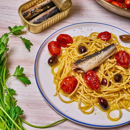 Mediterranean spaghetti made with Sonoma Gourmet