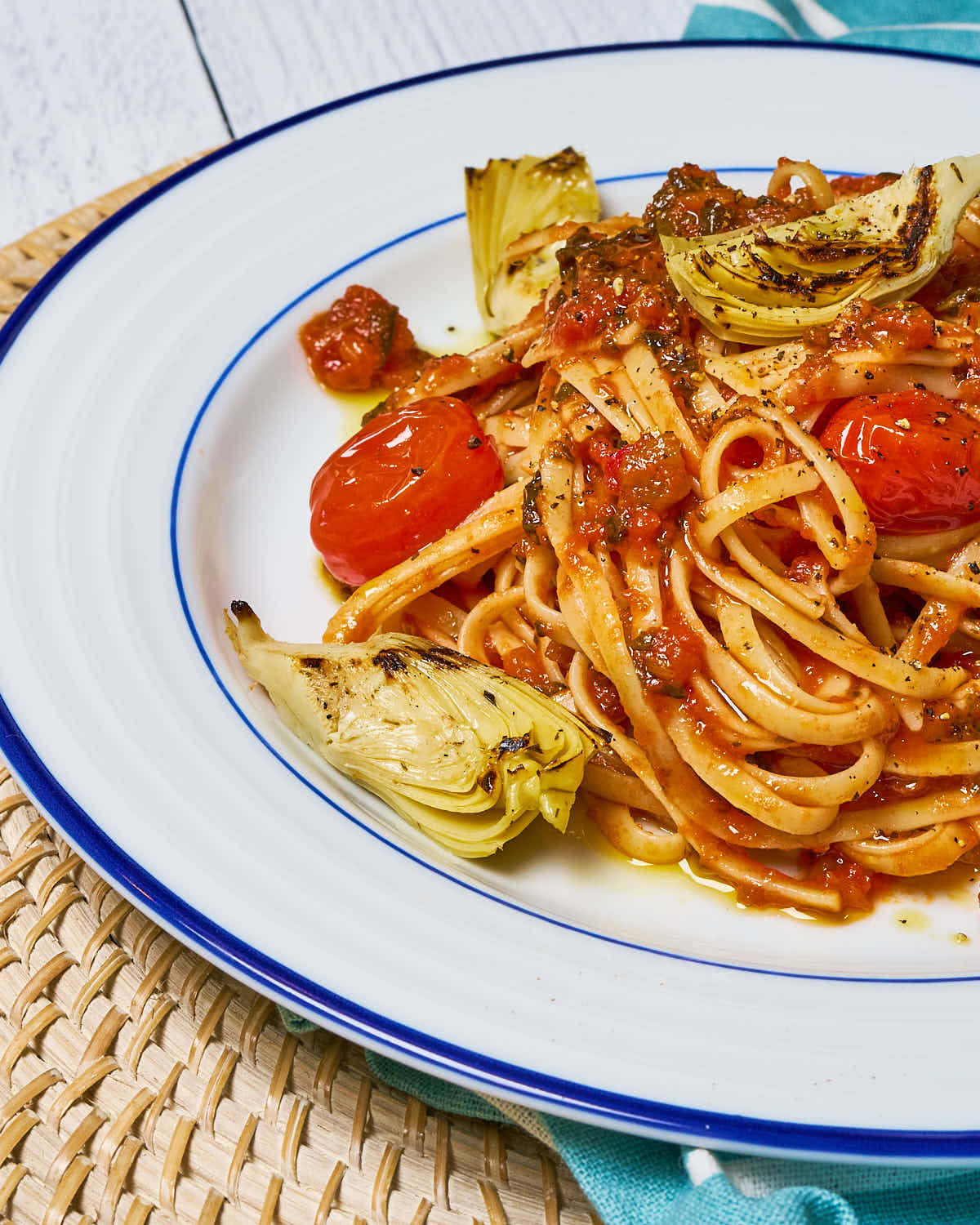Seven veggie, plus a few more, linguine made with Sonoma Gourmet