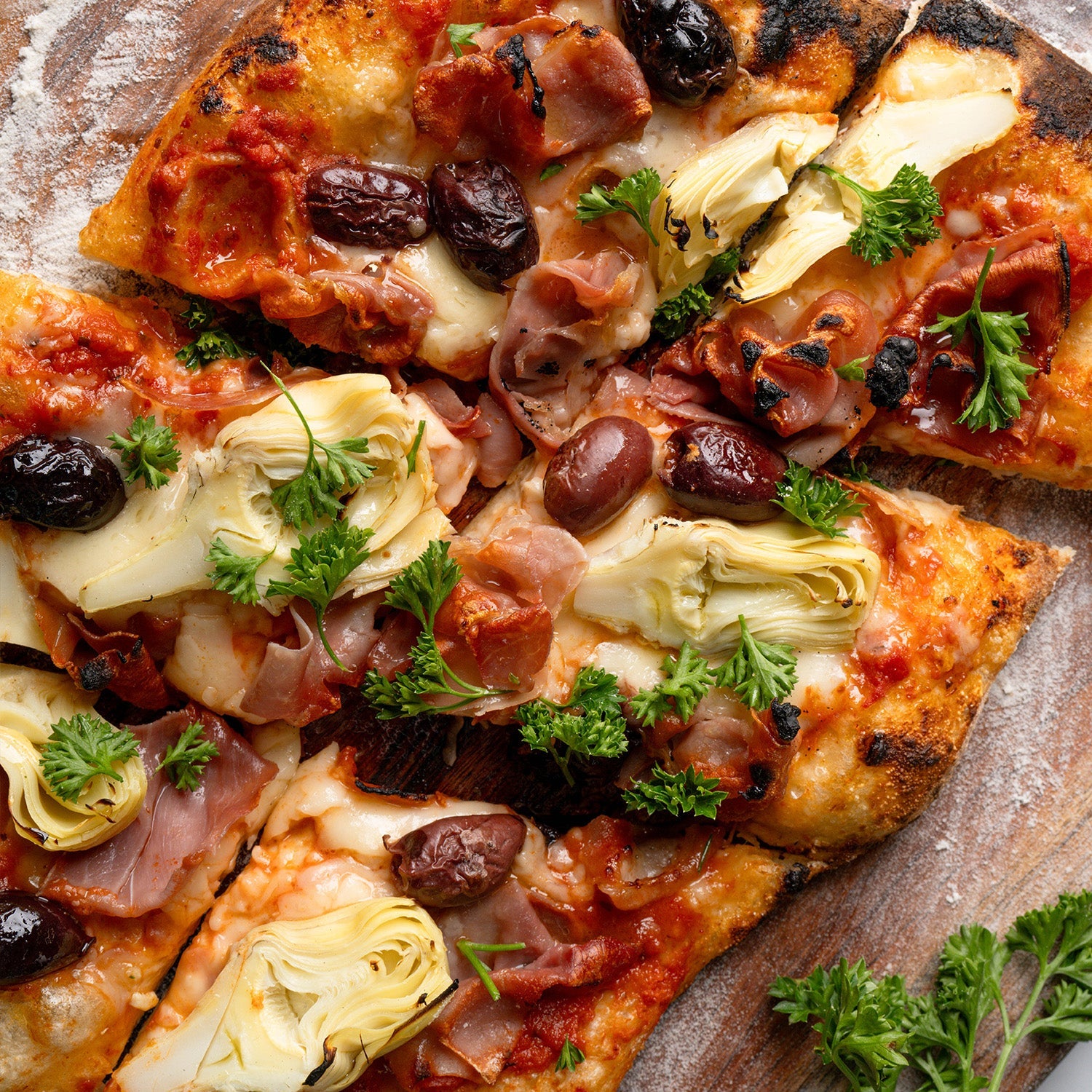 The artichoke affair pizza made with Sonoma Gourmet
