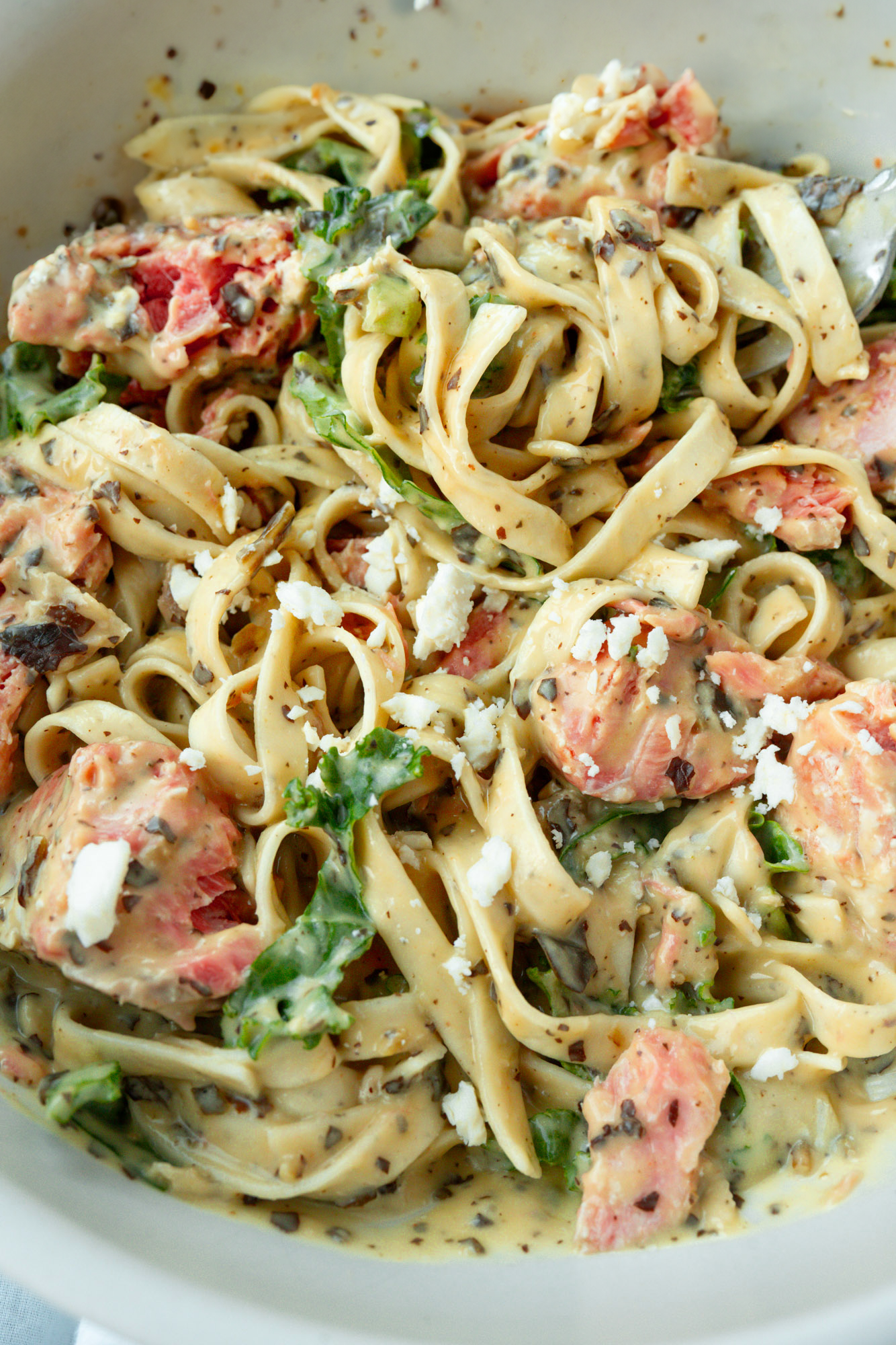 Salmon & kale linguini made with Sonoma Gourmet