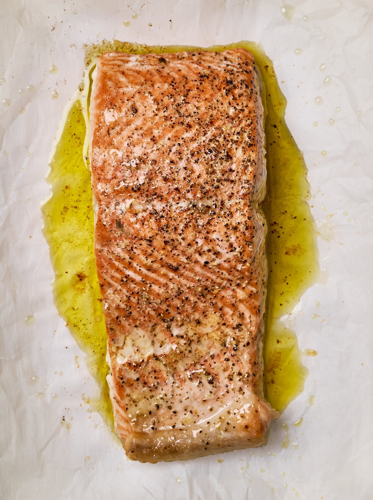 Sautéed garlic olive oil king salmon made with Sonoma Gourmet