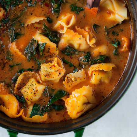 Butternut, tomato & tortellini soup made with Sonoma Gourmet