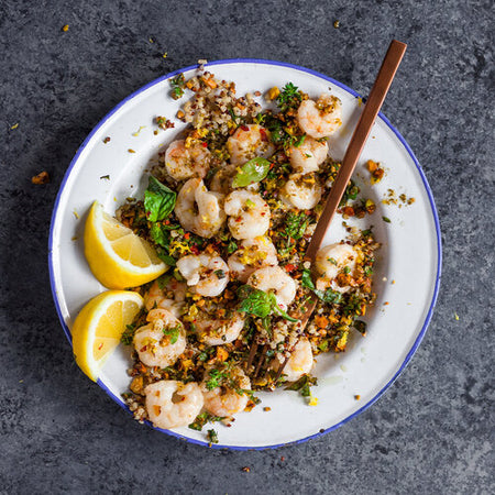 Olive oil poached shrimp with gremolata made with Sonoma Gourmet