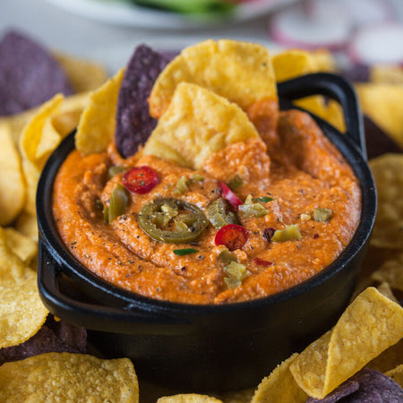 Spicy tomato queso dip made with Sonoma Gourmet