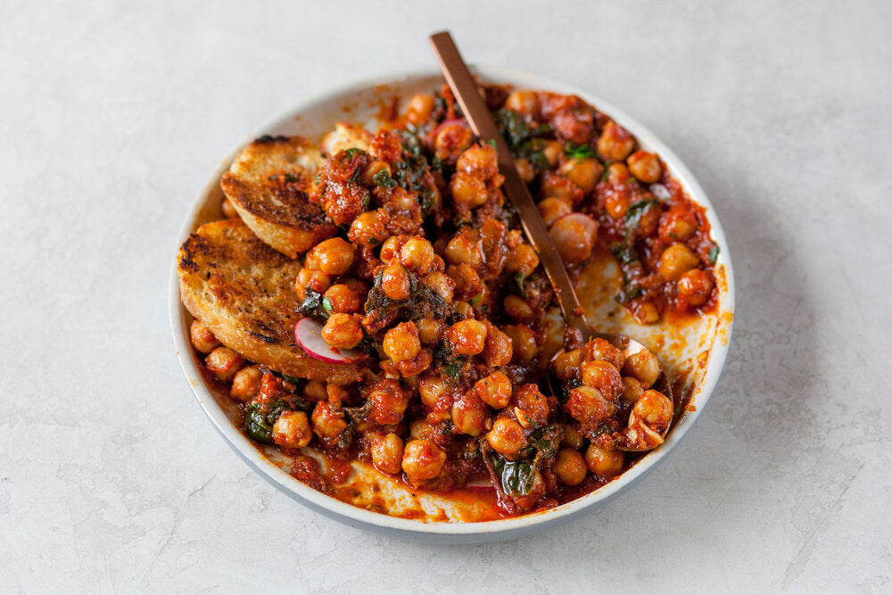 Tomato-braised chickpeas made with Sonoma Gourmet