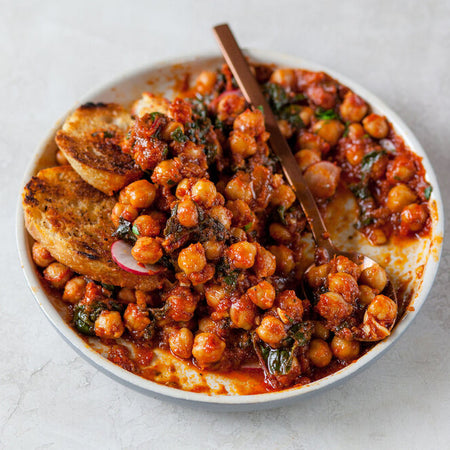 Tomato-braised chickpeas made with Sonoma Gourmet